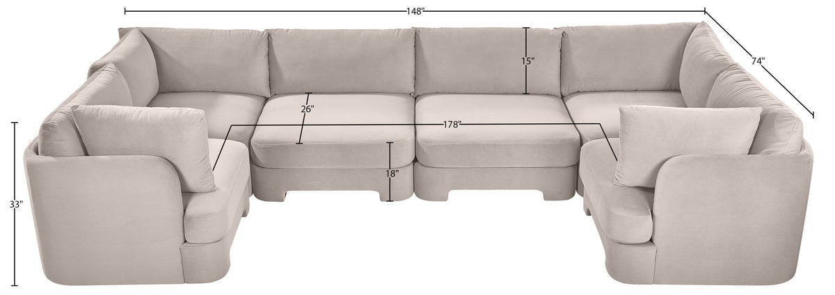 Hammond - Velvet Performance Fabric Upholstered 6 Piece U-Shaped Sectional