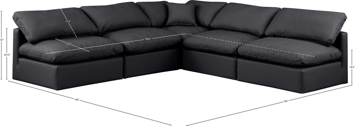 Indulge - Faux Leather 5 Piece Modular Corner Armless Sectional