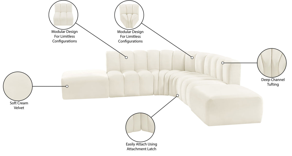Arc - Velvet 6 Piece Corner Modular Sofa