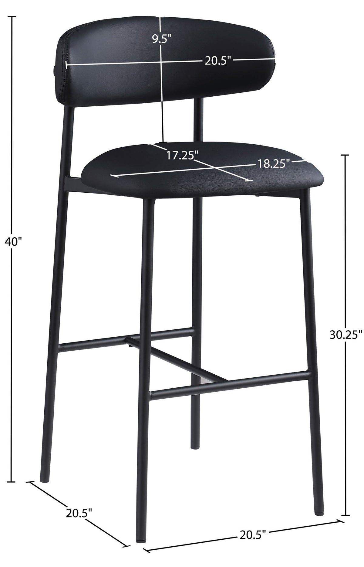 Lupita - Vegan Leather Upholstered Bar Stool With Matte Black Frame (Set of 2)