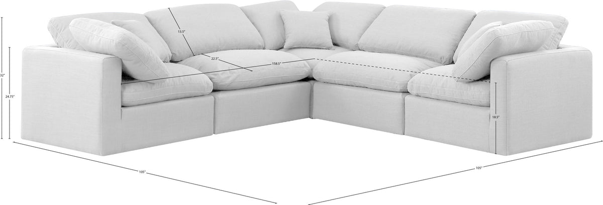 Indulge - Linen 5 Piece Modular Corner Sectional - White