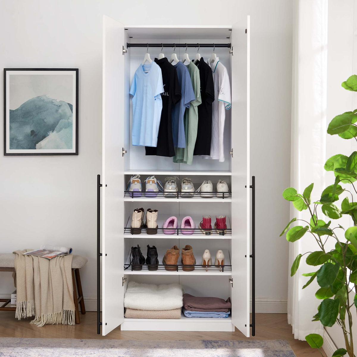 Manhattan Lee - Wardrobe Closet With Hanging Rod And Shoe Shelves