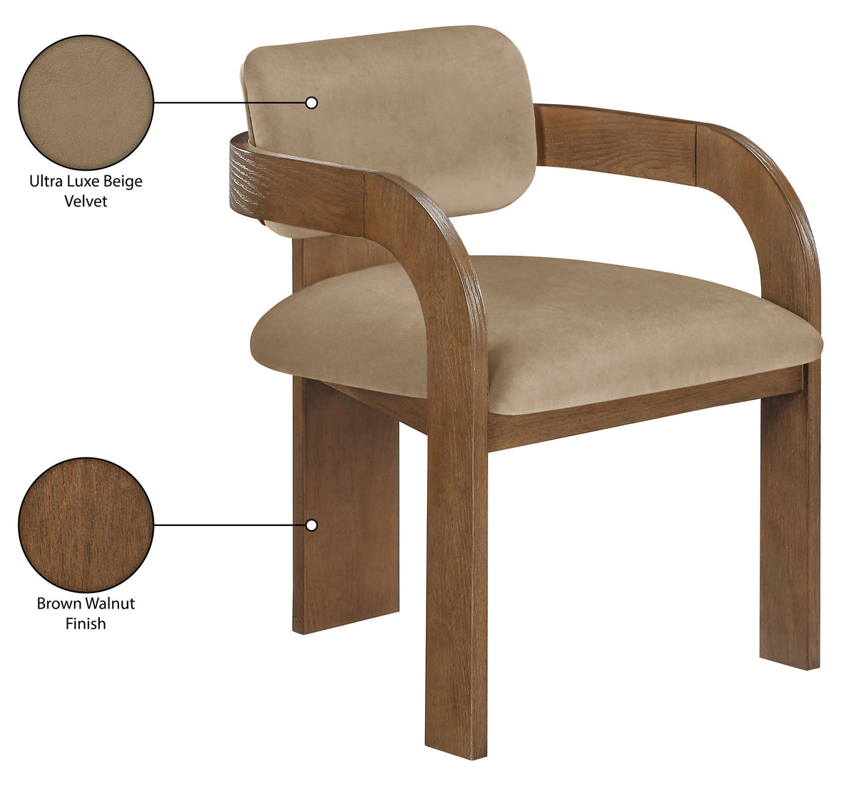 Cedra - Velvet Performance Fabric Upholstered Dining Chair (Set of 2) - Brown Frame