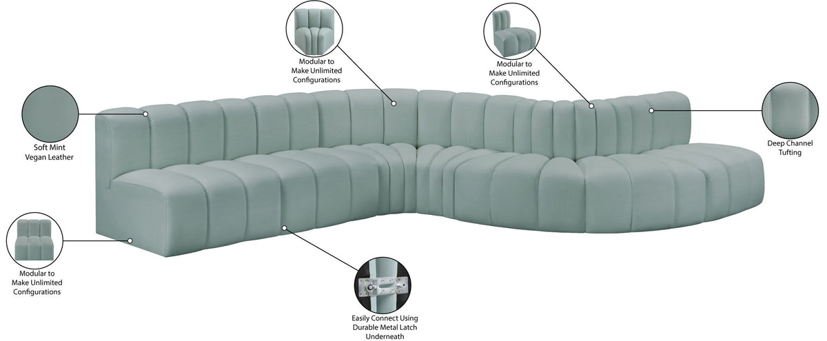 Arc - Faux Leather 7 Piece Modular Sofa