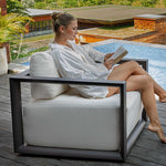 Remsen - Outdoor Lounge Chair - Black / Oyster