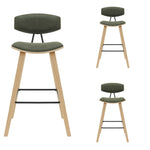 Fox - Bar Height Curved Back Wood Bar Stool With Faux Leather Seat