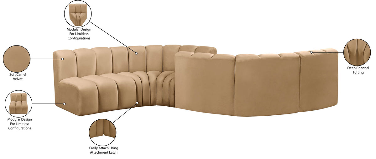 Arc - Velvet 6 Piece Modular Sofa