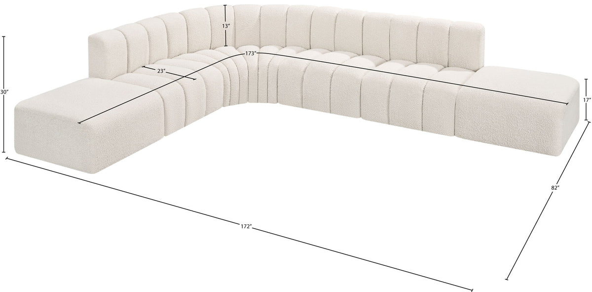 Arc - Boucle Fabric 7 Piece Corner Modular Sofa