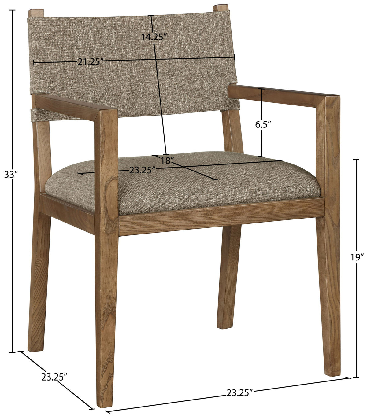 Avon - Linen Textured Performance Fabric Dining Arm Chair