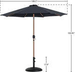 Fiji - Aluminum Patio Umbrella With Round Black And Teak Base