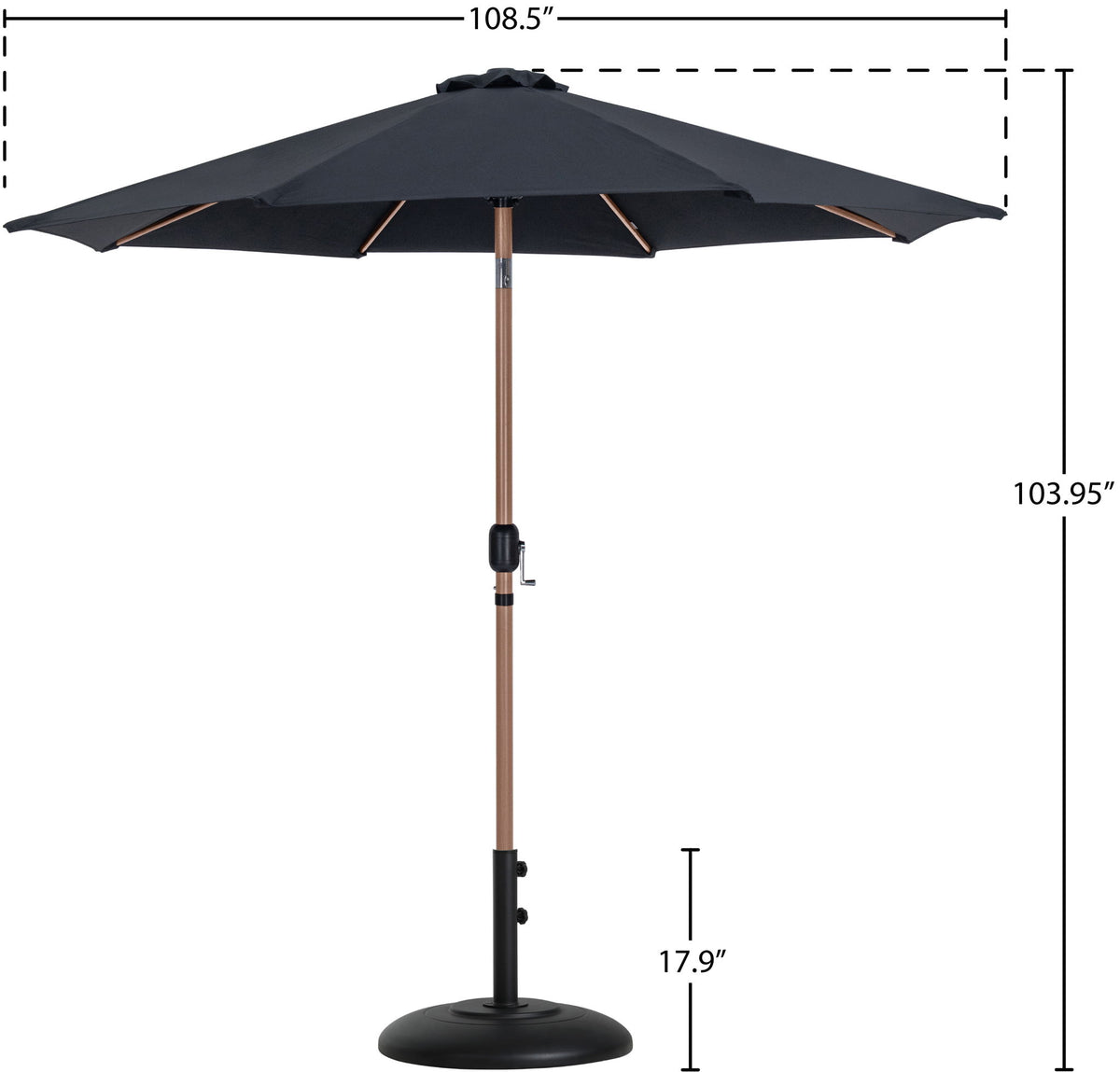 Fiji - Aluminum Patio Umbrella With Round Black And Teak Base