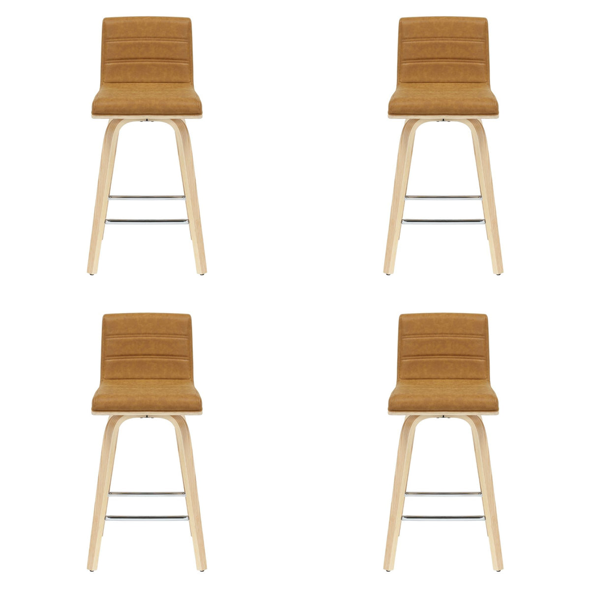 Vienna - 35.5" Swivel Counter Height Square Back Wood Bar Stool With Faux Leather Seat