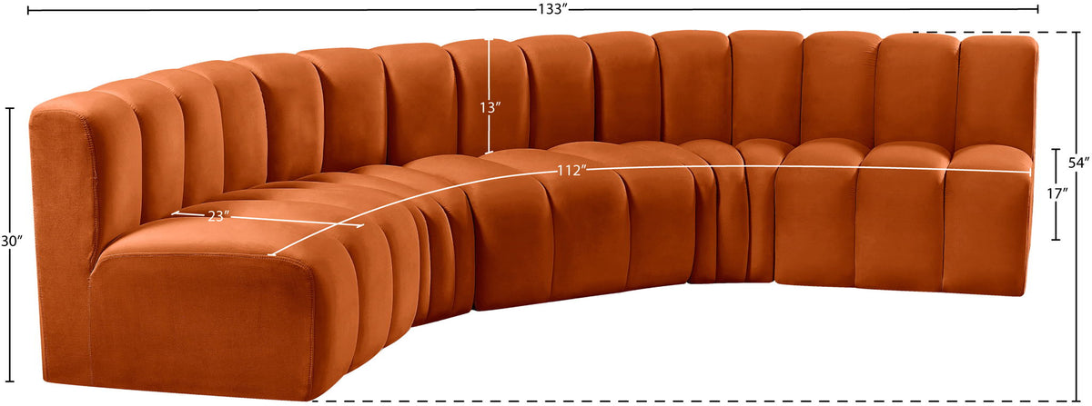 Arc - Velvet 5 Piece U-Shaped Modular Sofa