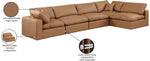 Comfy - 5 Piece Faux Leather Modular Sectional