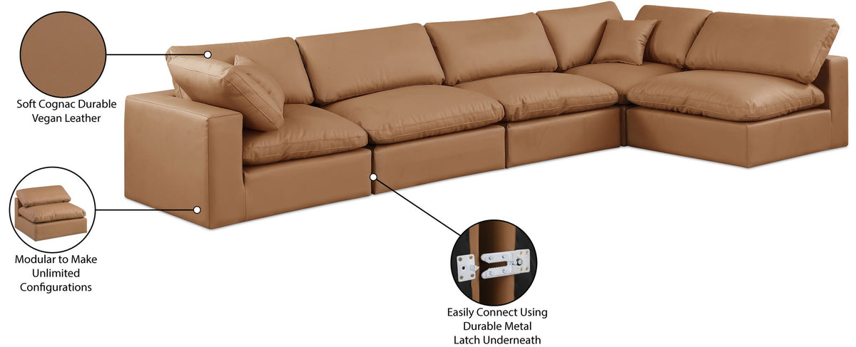 Comfy - 5 Piece Faux Leather Modular Sectional