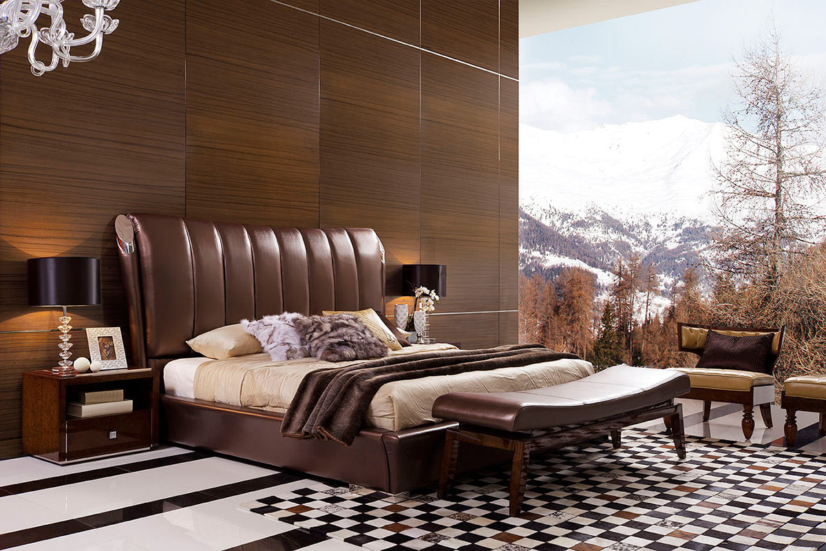 Temptation Caesar Italian Classical Design Leather Platform King Bed by VIG Furniture - View 1
