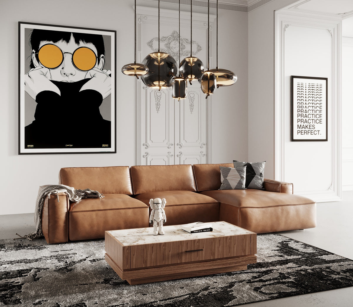 Cambria - Modern RAF Cognac Leather Sectional Sofa by VIG Furniture - View 2