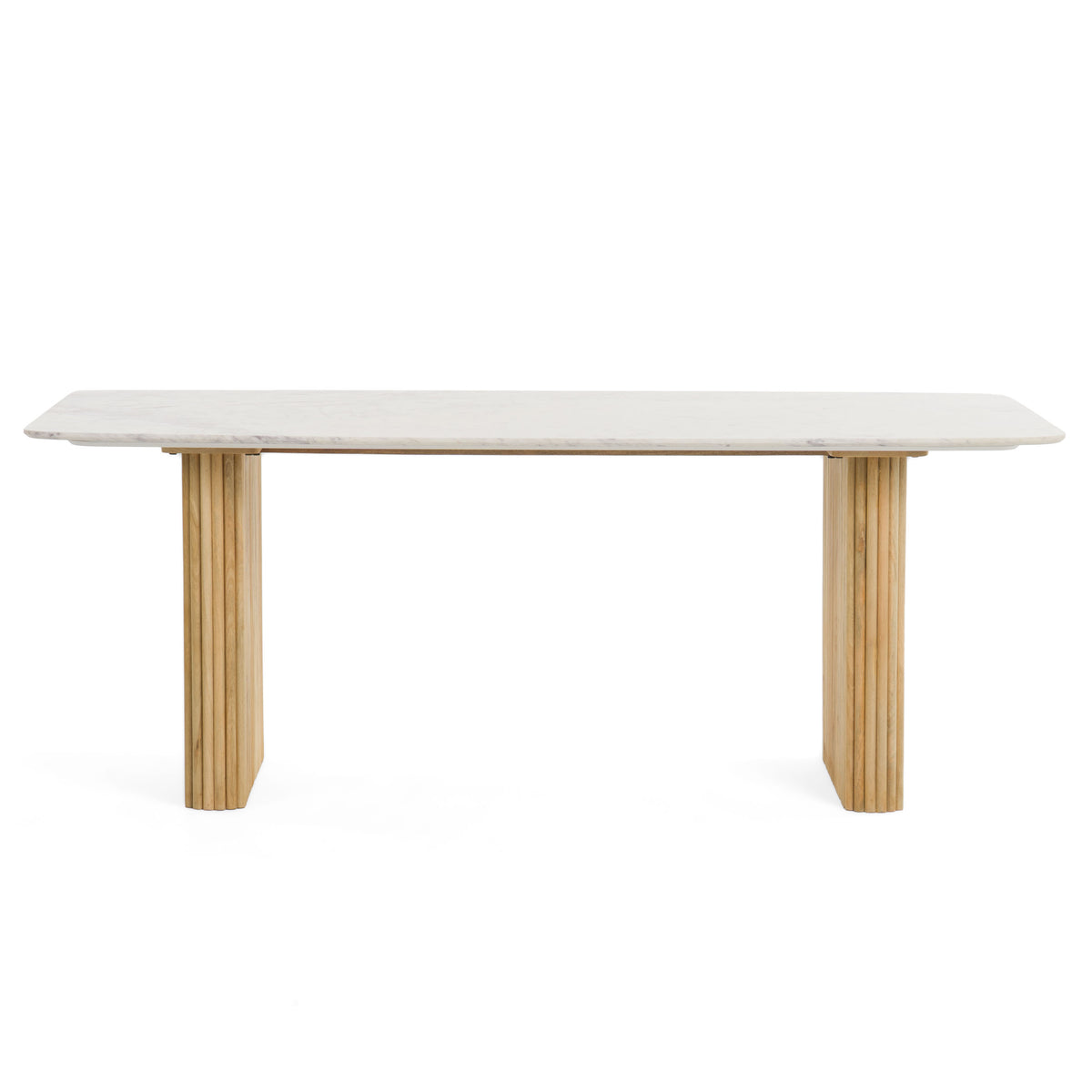 Cambridge White Marble & Mango Rectangular Dining Table by VIG Furniture - View 2