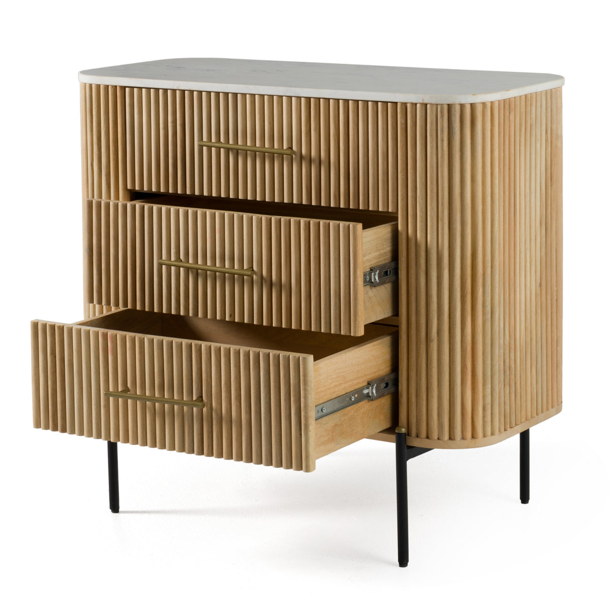Cambridge White Marble & Mango 3 Drawer Dresser by VIG Furniture - View 6
