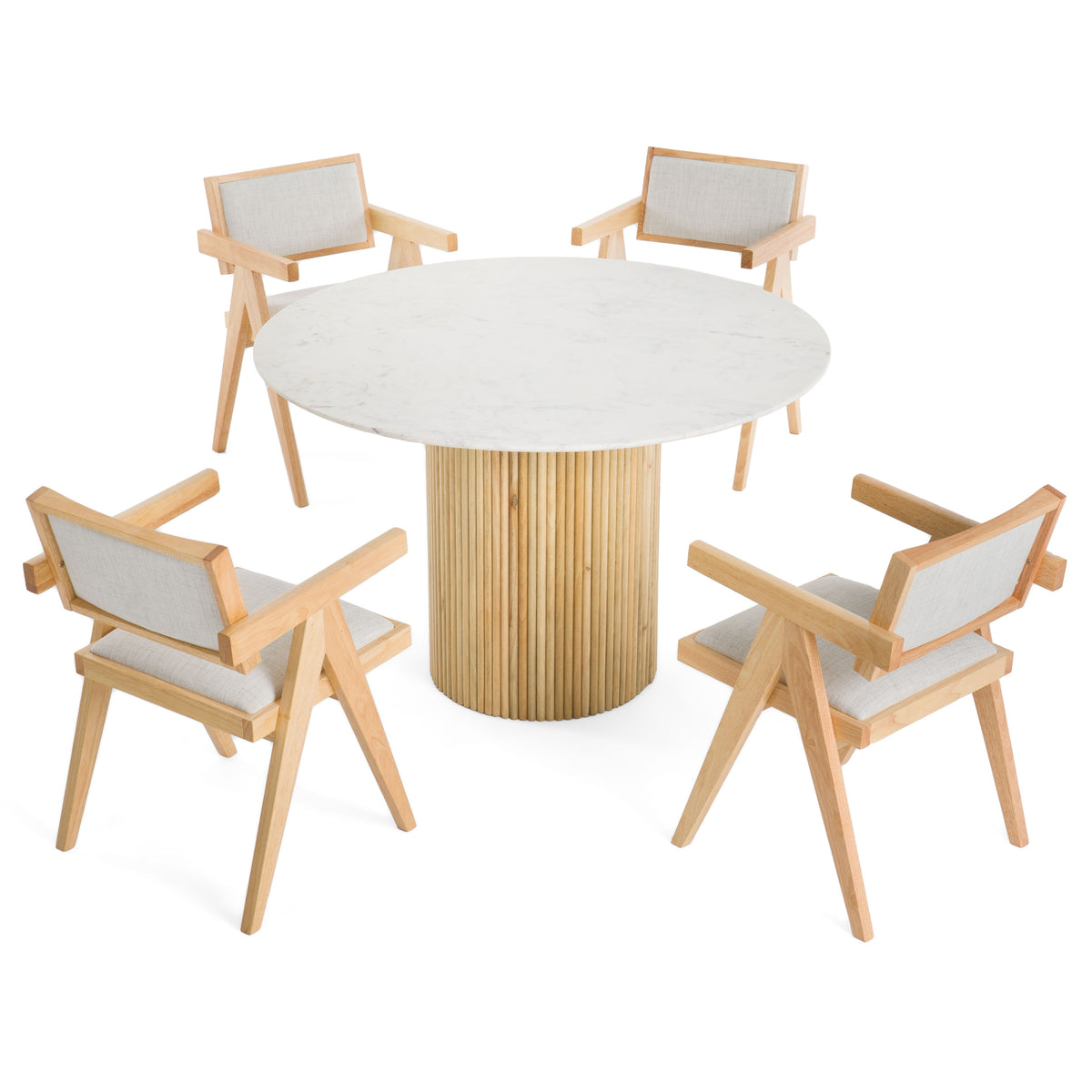 Cambridge White Marble & Mango Round Dining Table by VIG Furniture - View 5