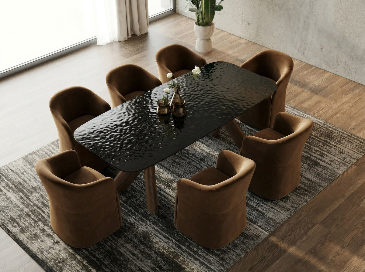 Carnaby - Modern Dark Grey Glass + Walnut Dining Table by VIG Furniture - View 7