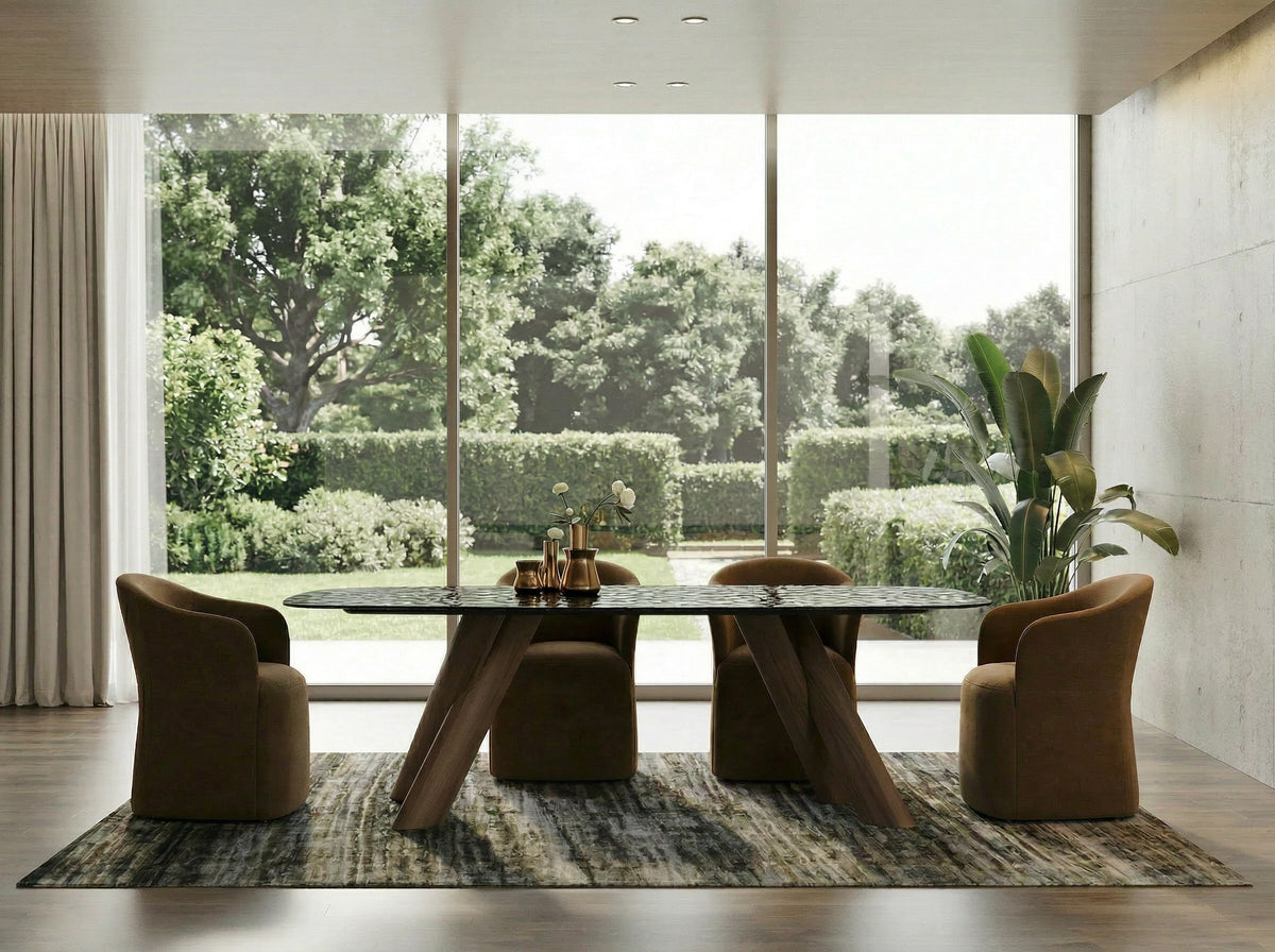 Carnaby - Modern Dark Grey Glass + Walnut Dining Table by VIG Furniture - View 6