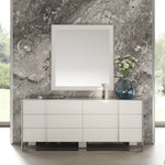 Queen Cartier - Modern White Vegan Leather + Stainless Steel Bedroom Set