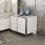 Cartier - Modern White + Stainless Steel Nightstand by VIG Furniture - View 2