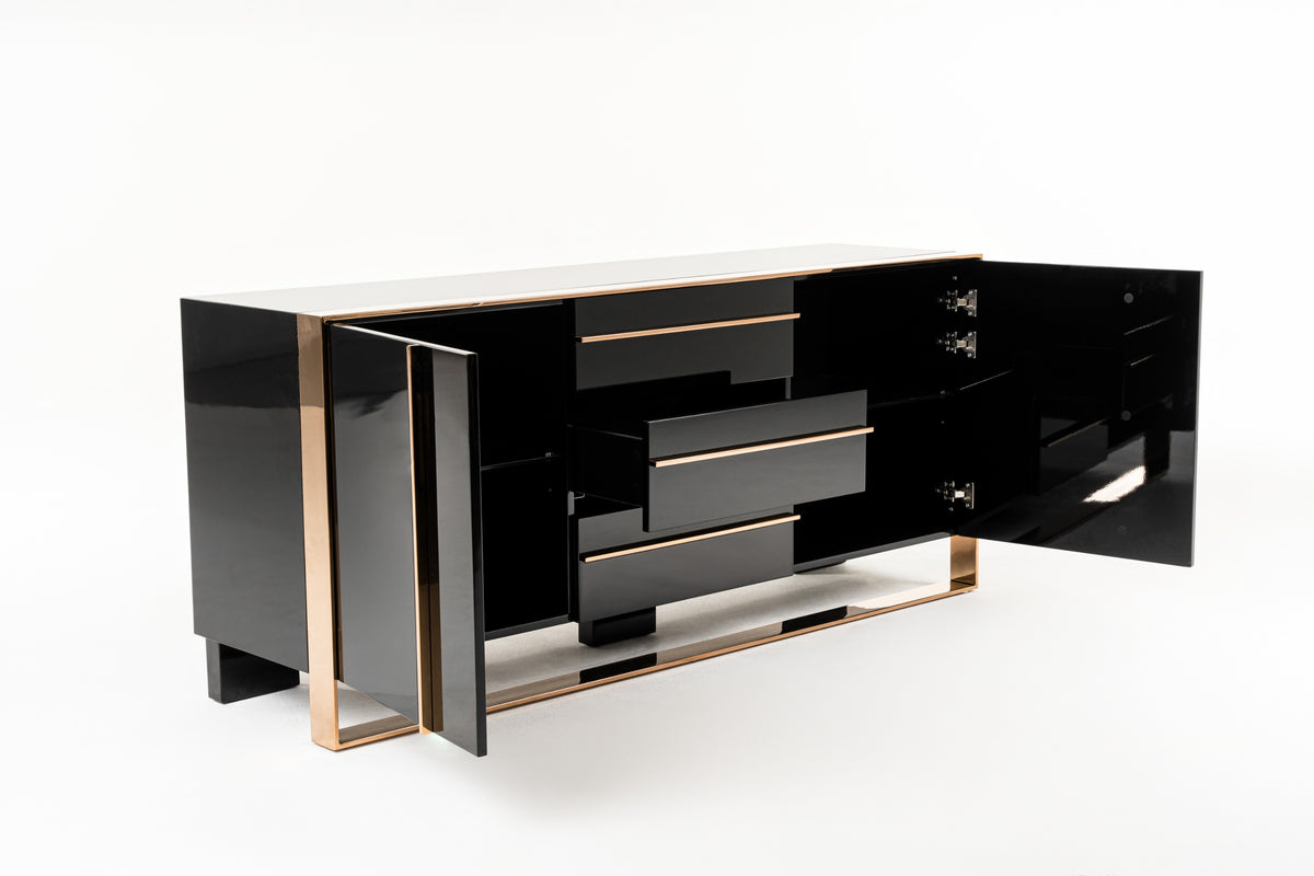 Cartier Modern Black & Rosegold Buffet by VIG Furniture - View 7