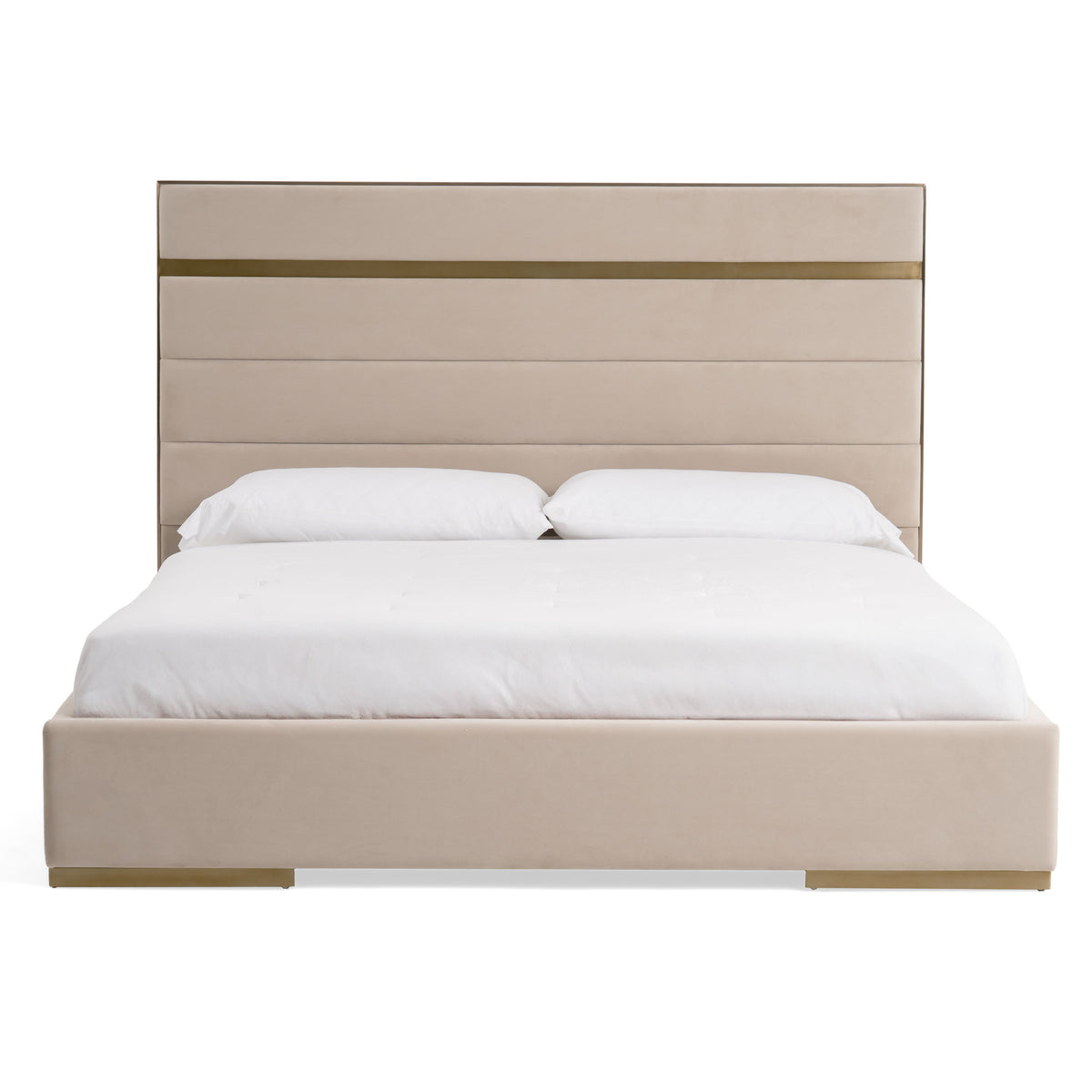 Cartier - Modern Beige Velvet & Brushed Brass Bed by VIG Furniture - View 1