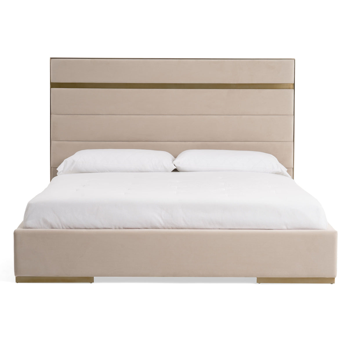 Cartier - Modern Beige Velvet and Brushed Brass CK Bed