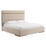 Eastern King Cartier - Modern Beige Velvet + Brushed Brass 4-Piece Bedroom Set