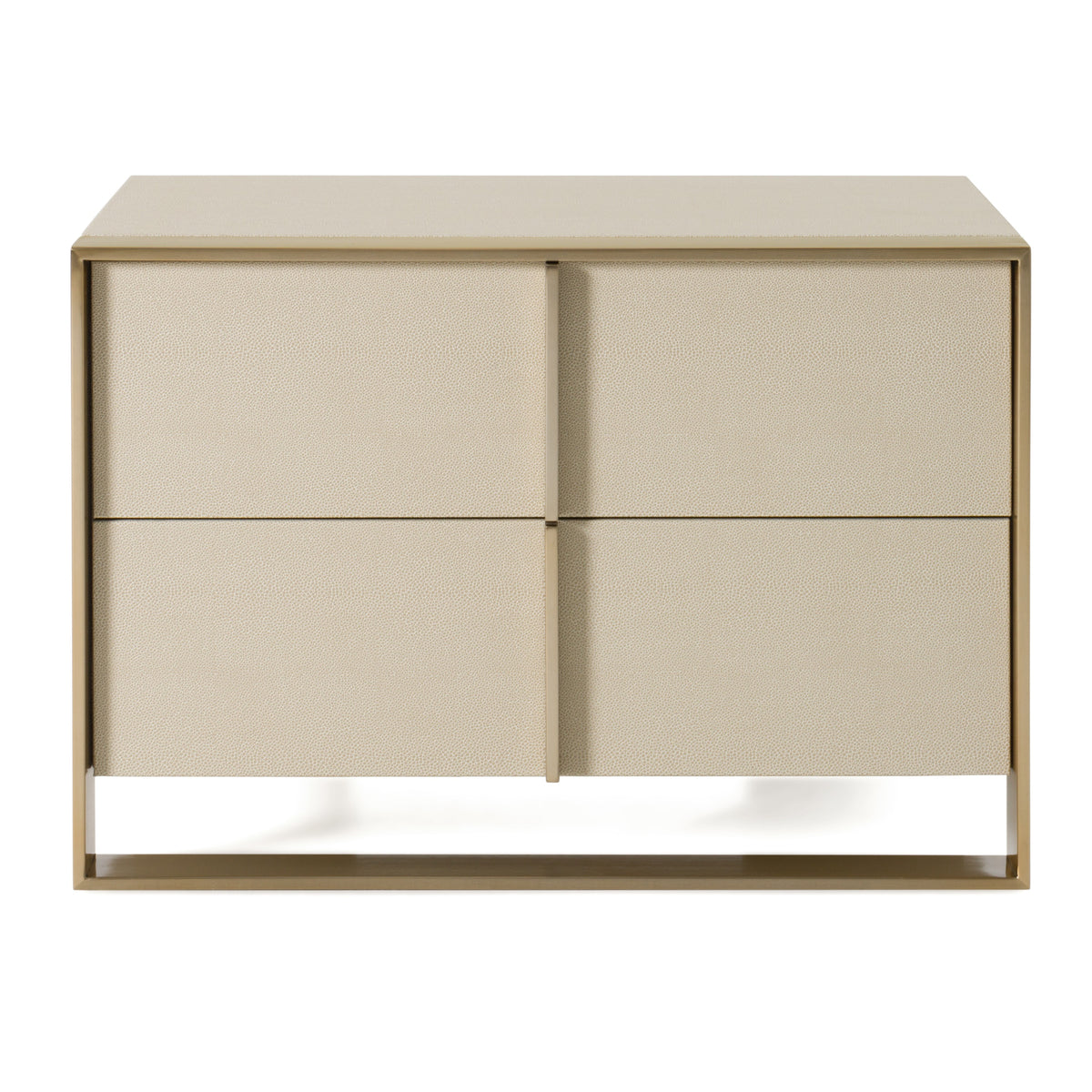 Cartier - Modern Beige Shagreen and Brushed Brass Nightstand by VIG Furniture - View 3
