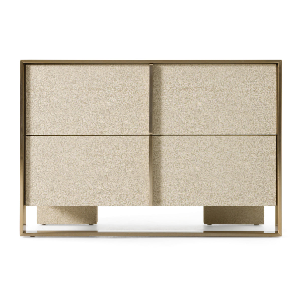 Cartier - Modern Beige Shagreen and Brushed Brass Nightstand by VIG Furniture - View 1