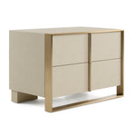 Cartier - Modern Beige Shagreen and Brushed Brass Nightstand by VIG Furniture - View 4