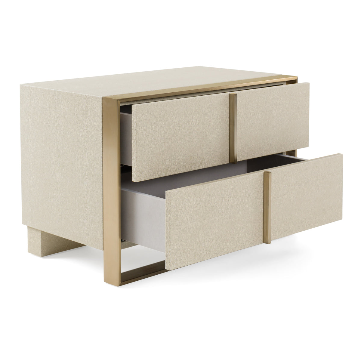 Cartier - Modern Beige Shagreen and Brushed Brass Nightstand by VIG Furniture - View 6