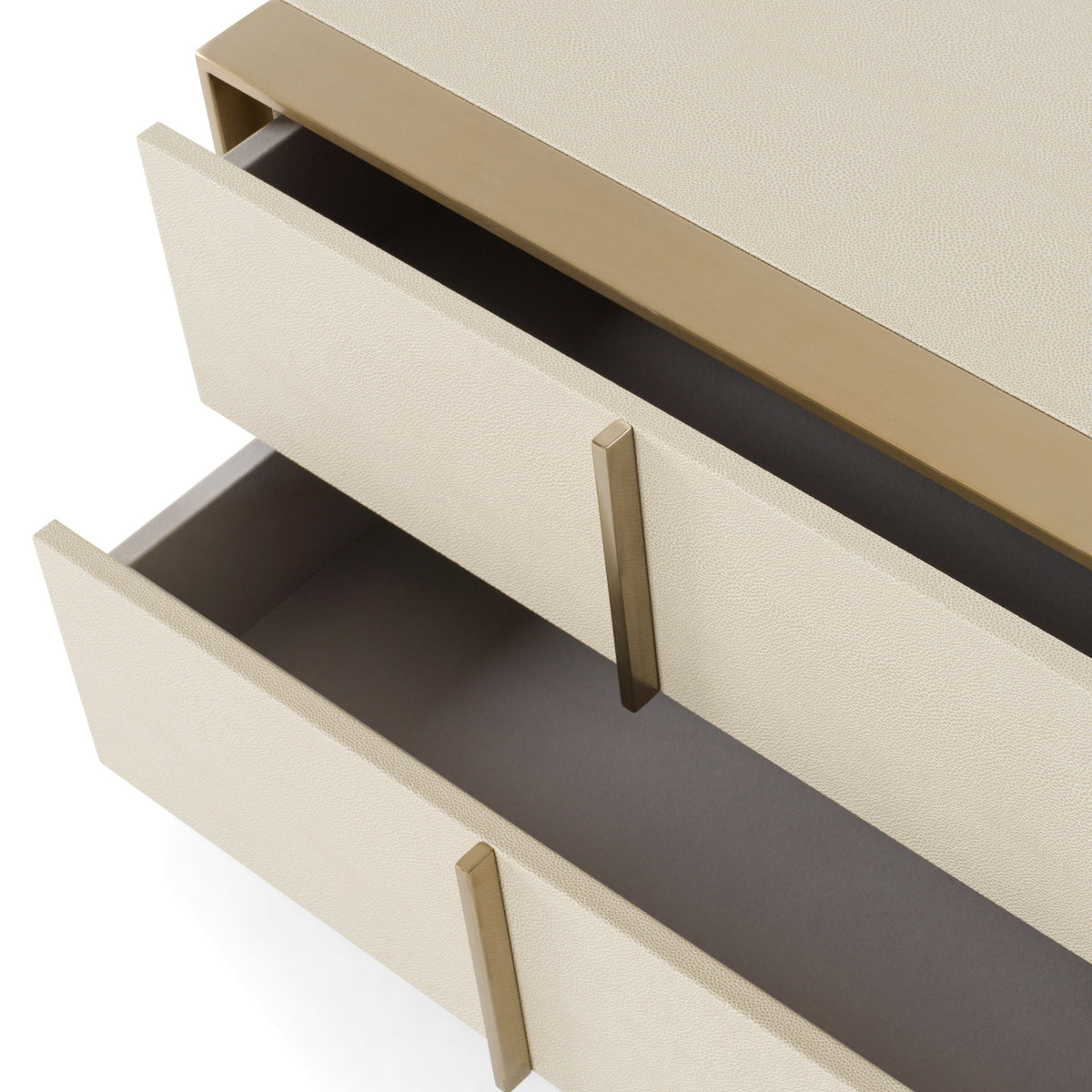 Cartier - Modern Beige Shagreen and Brushed Brass Nightstand by VIG Furniture - View 7