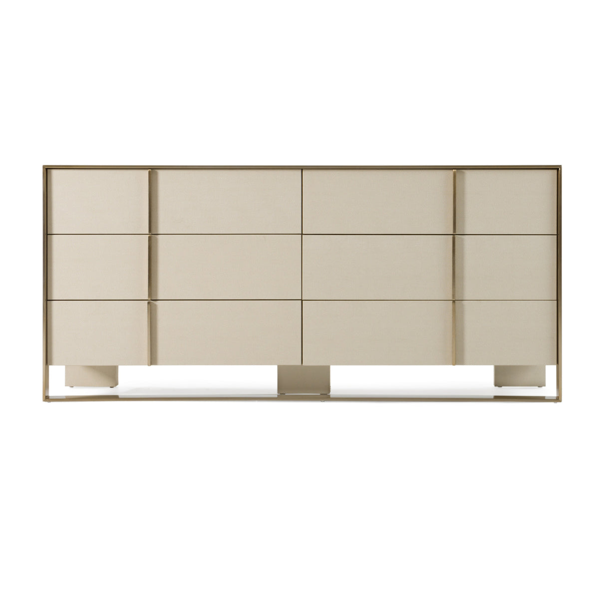 Cartier - Modern Beige Shagreen and Brushed Brass Dresser by VIG Furniture - View 1