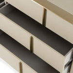 Eastern King Cartier - Modern Beige Velvet + Brushed Brass 4-Piece Bedroom Set