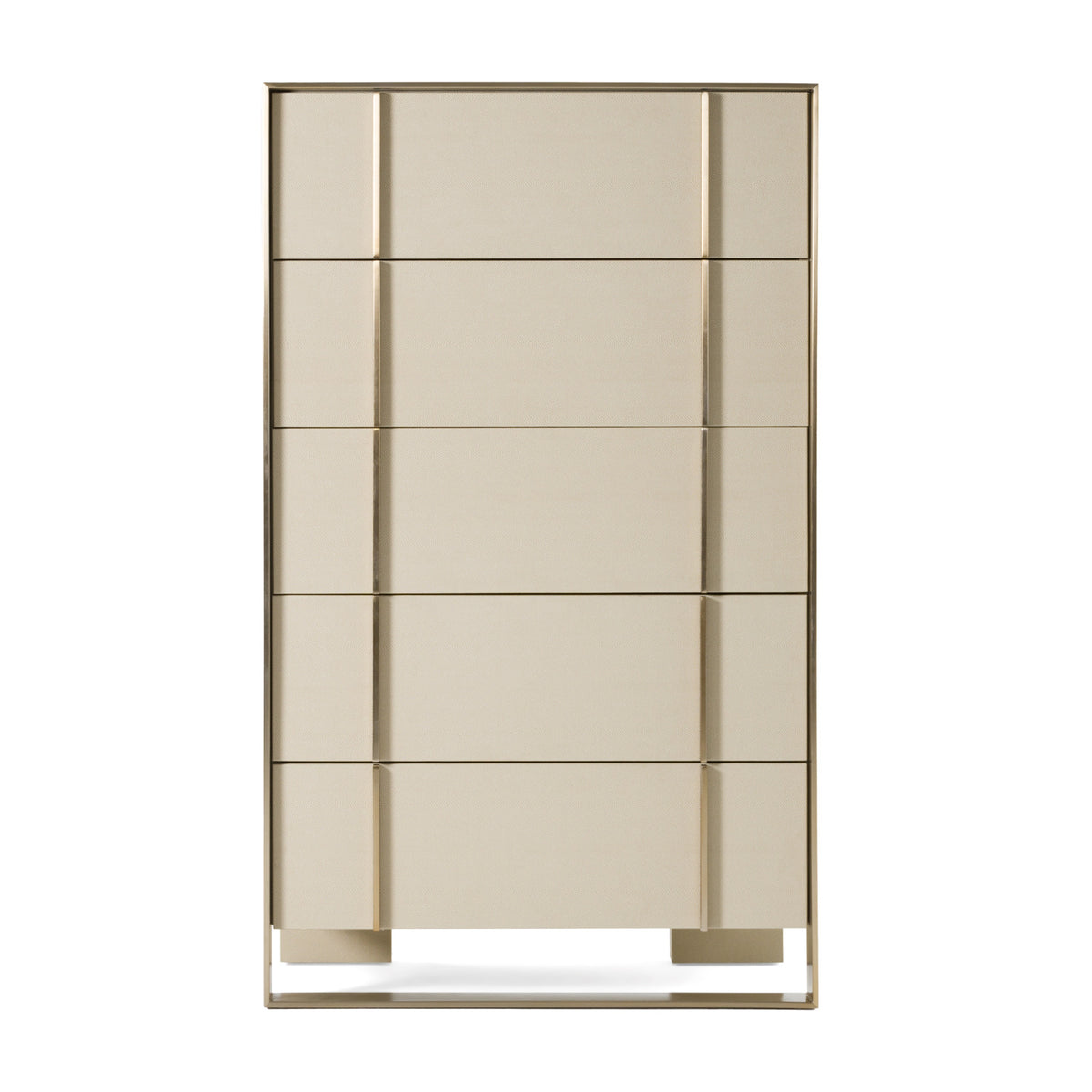 Cartier - Modern Beige Shagreen and Brushed Brass Chest by VIG Furniture - View 1