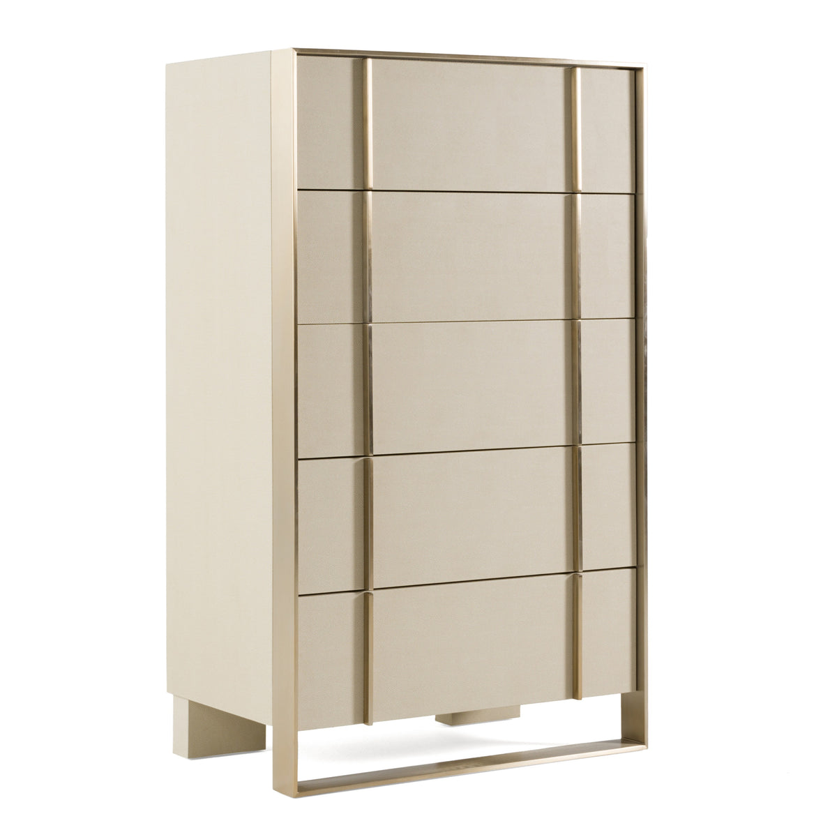 Cartier - Modern Beige Shagreen and Brushed Brass Chest by VIG Furniture - View 2