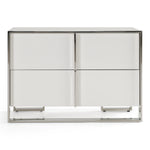 Cartier - Modern White + Stainless Steel Nightstand by VIG Furniture - View 1