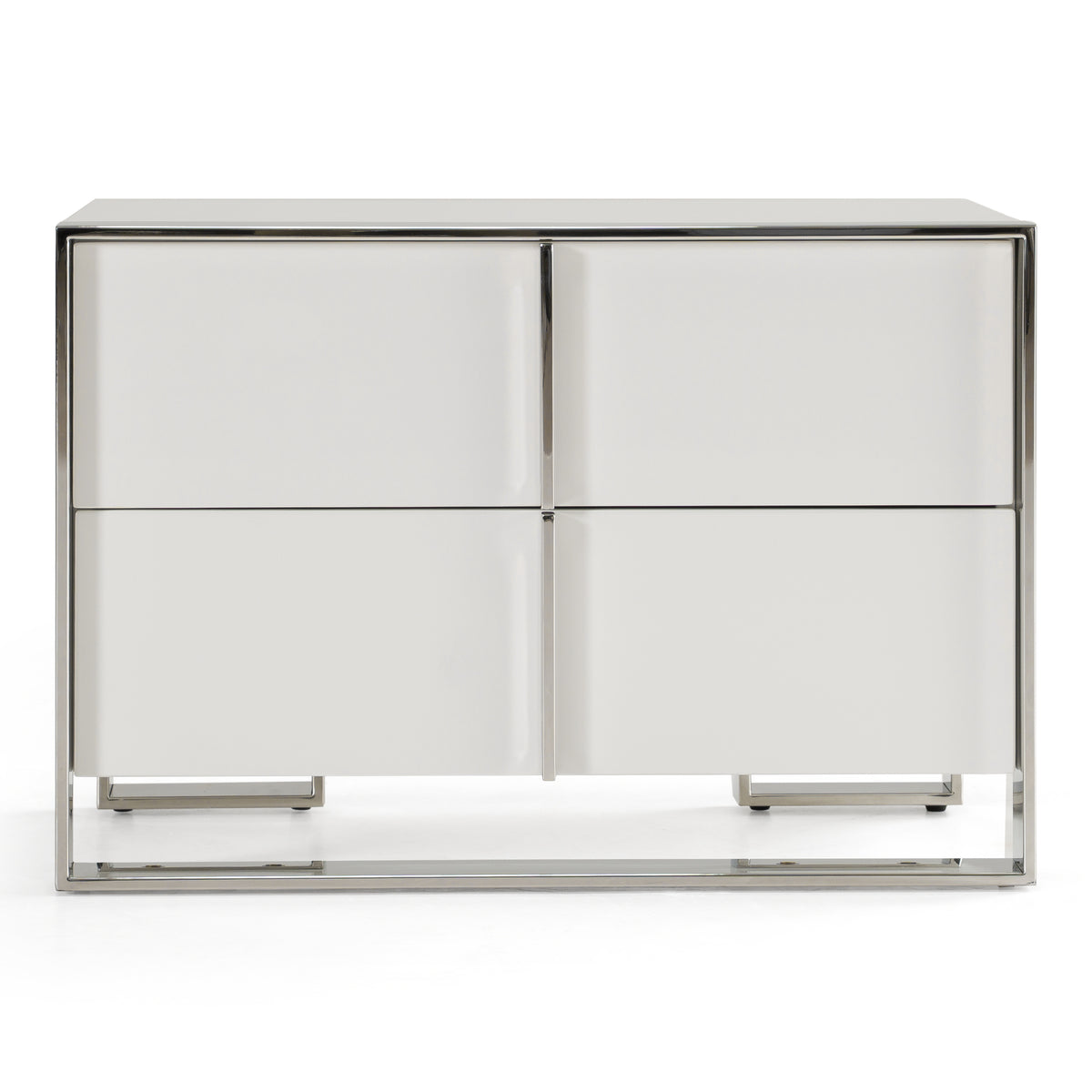 Cartier - Modern White + Stainless Steel Nightstand by VIG Furniture - View 1