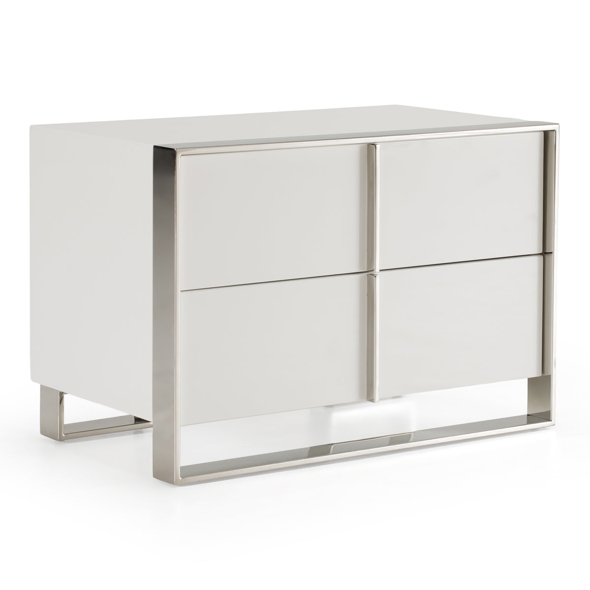 Cartier - Modern White + Stainless Steel Nightstand by VIG Furniture - View 5