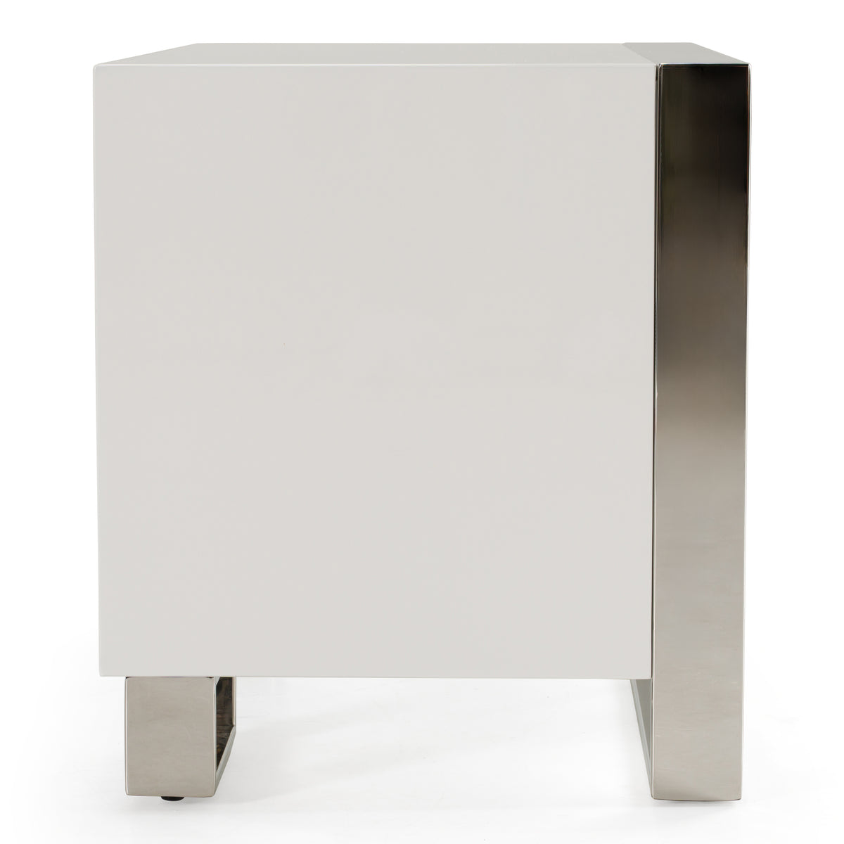 Cartier - Modern White + Stainless Steel Nightstand by VIG Furniture - View 7