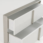 Cartier - Modern White + Stainless Steel Nightstand by VIG Furniture - View 9