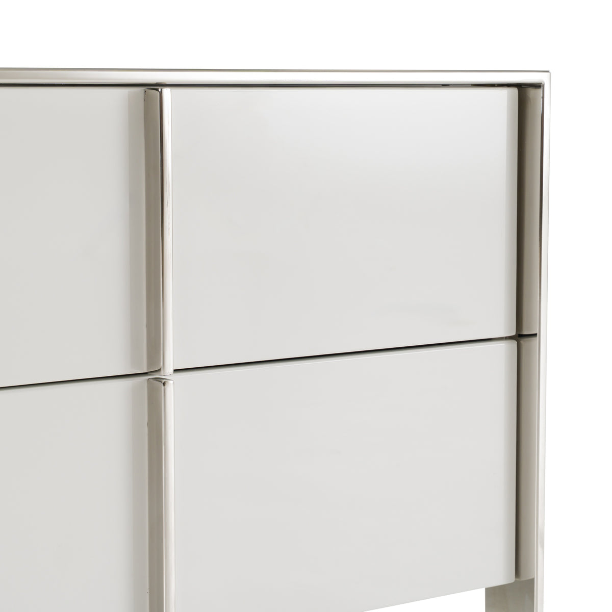 Cartier - Modern White + Stainless Steel Nightstand by VIG Furniture - View 10