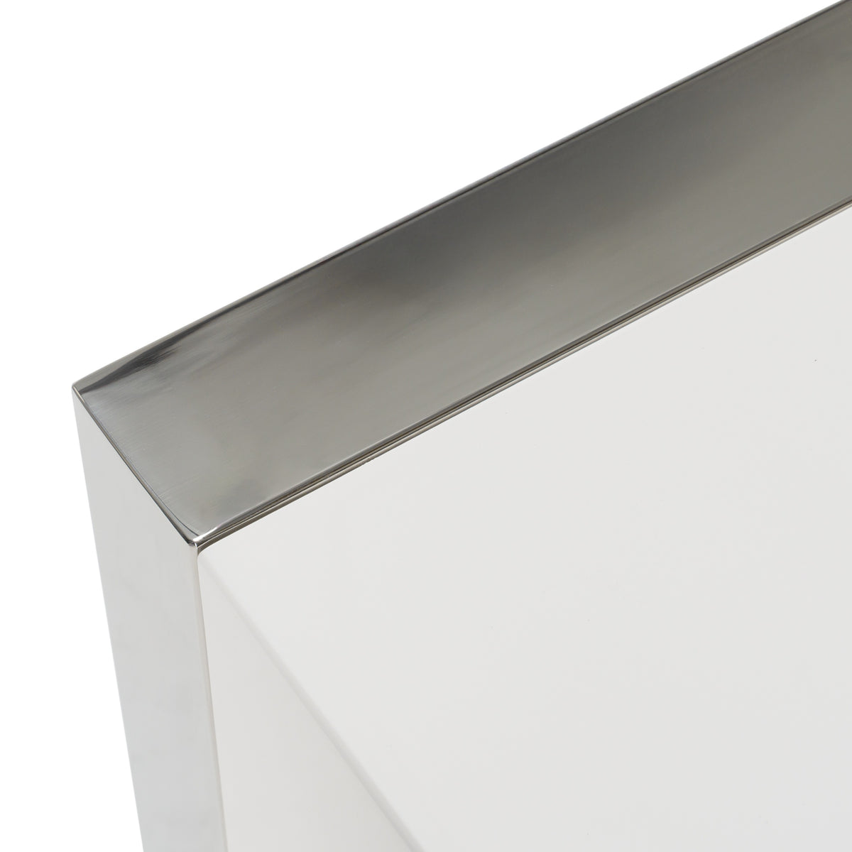 Cartier - Modern White + Stainless Steel Nightstand by VIG Furniture - View 11