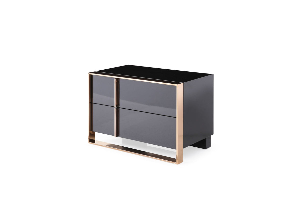 Cartier - Queen Modern Black + Rose Gold Bed + Nightstands by VIG Furniture - View 4