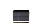 Cartier - California King Modern Black + Rose Gold Bed + Nightstands